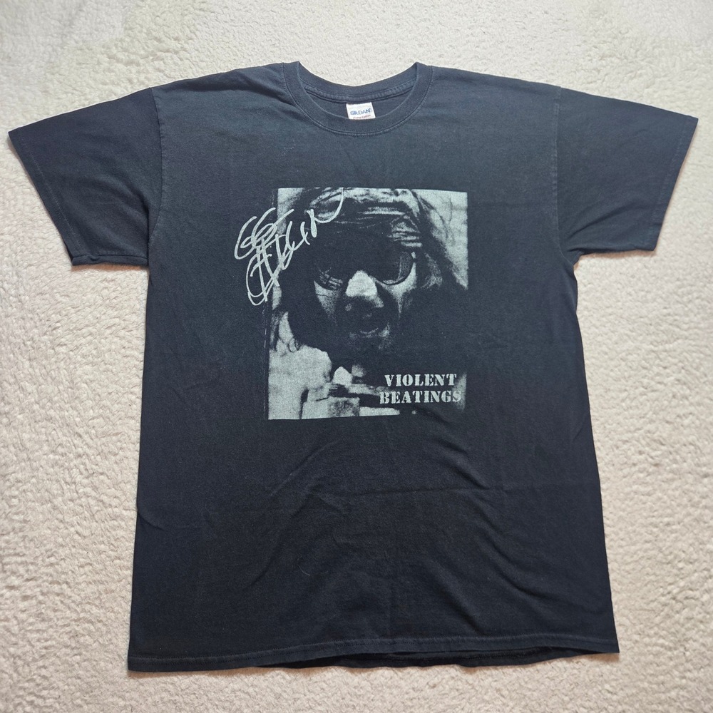 Gildan T Shirt Mens Large Black Violent Beatings GG Allin Punk Rock Graphic Tee